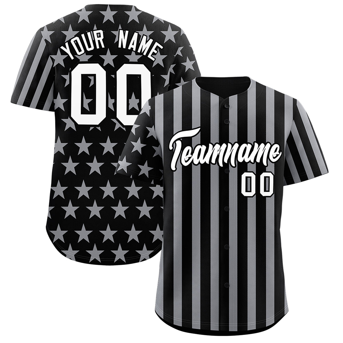 Custom Black Gray American Flag Graffiti Pattern Baseball Jersey| KXKSHOP