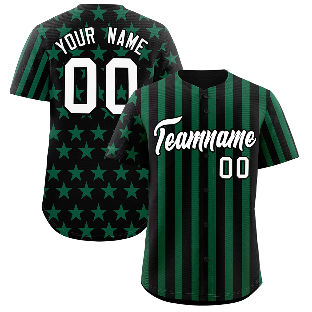 Custom Black Kelly Green American Flag Graffiti Pattern Baseball Jersey| KXKSHOP