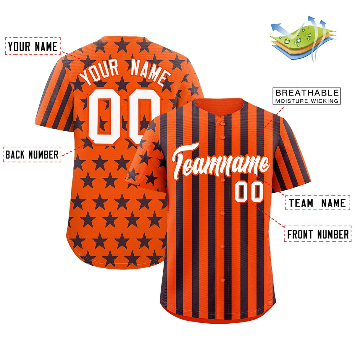 Custom Orange Navy White American Flag Graffiti Pattern Baseball Jersey| KXKSHOP