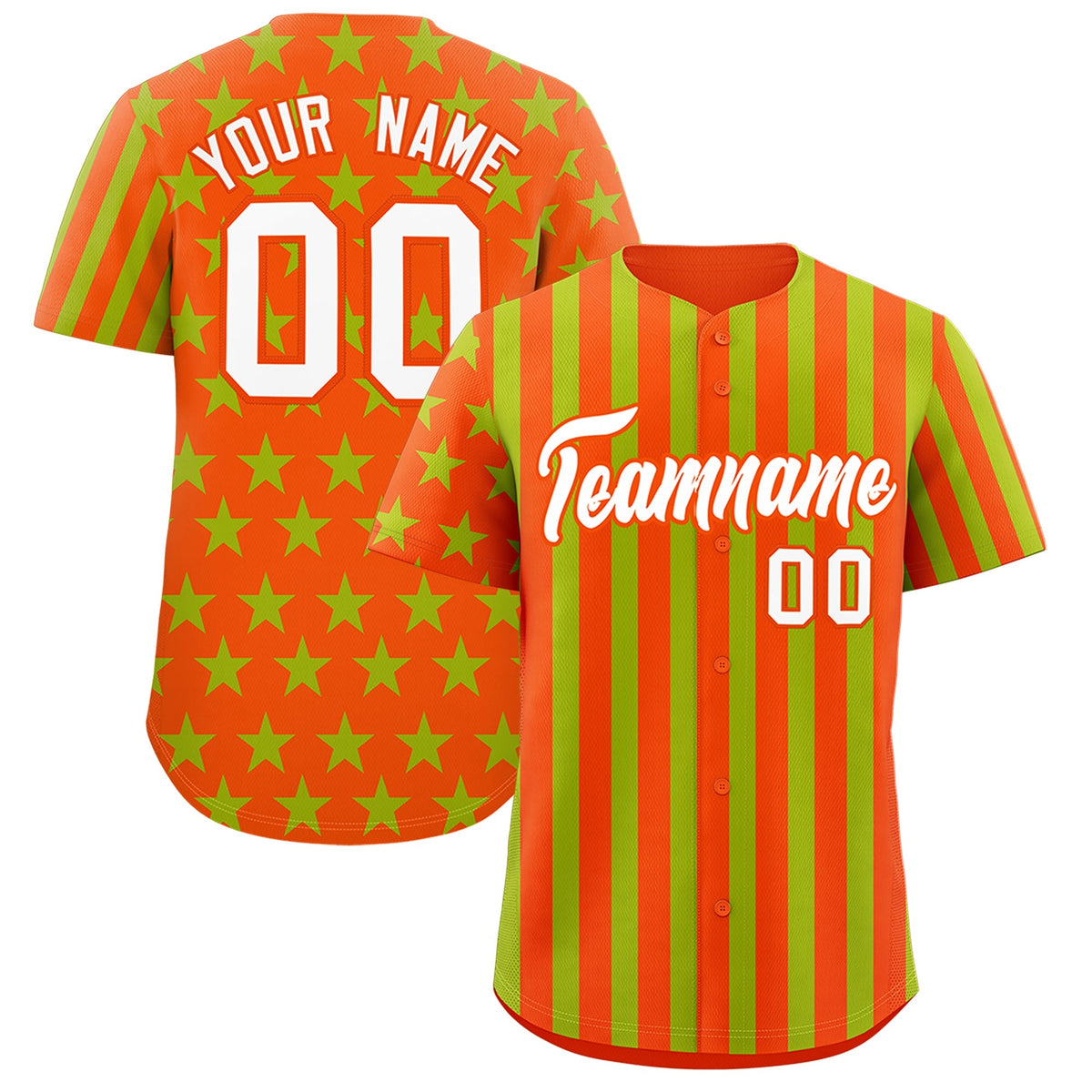 Custom Orange Neon Green American Flag Graffiti Pattern Baseball Jersey| KXKSHOP
