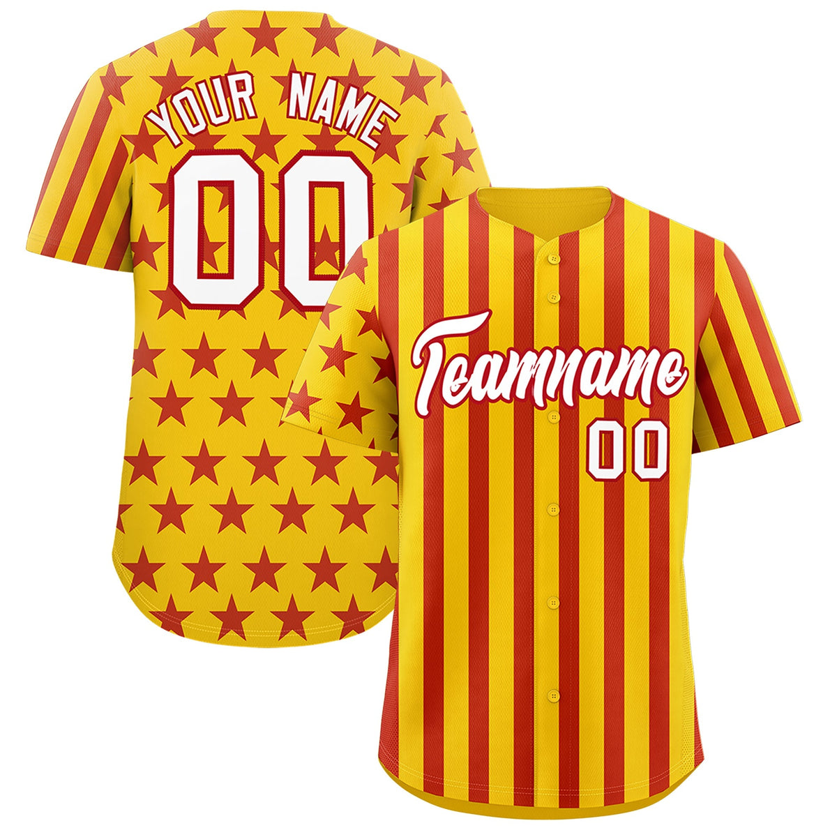 Custom Gold Red American Flag Graffiti Pattern Baseball Jersey| KXKSHOP