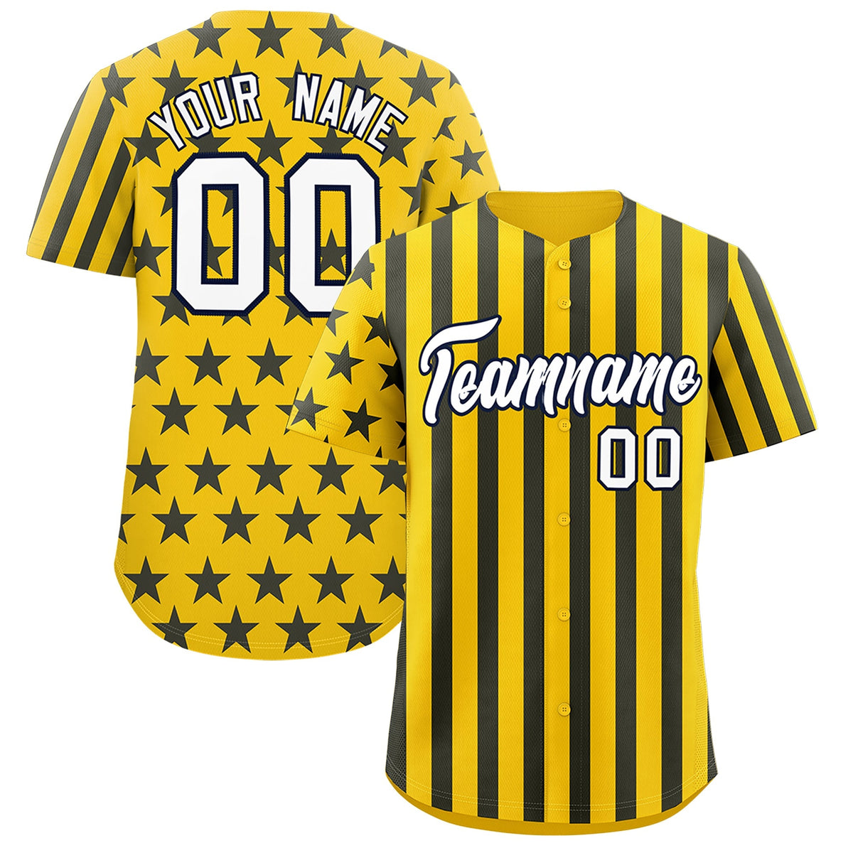 Custom Gold Navy White American Flag Graffiti Pattern Baseball Jersey| KXKSHOP