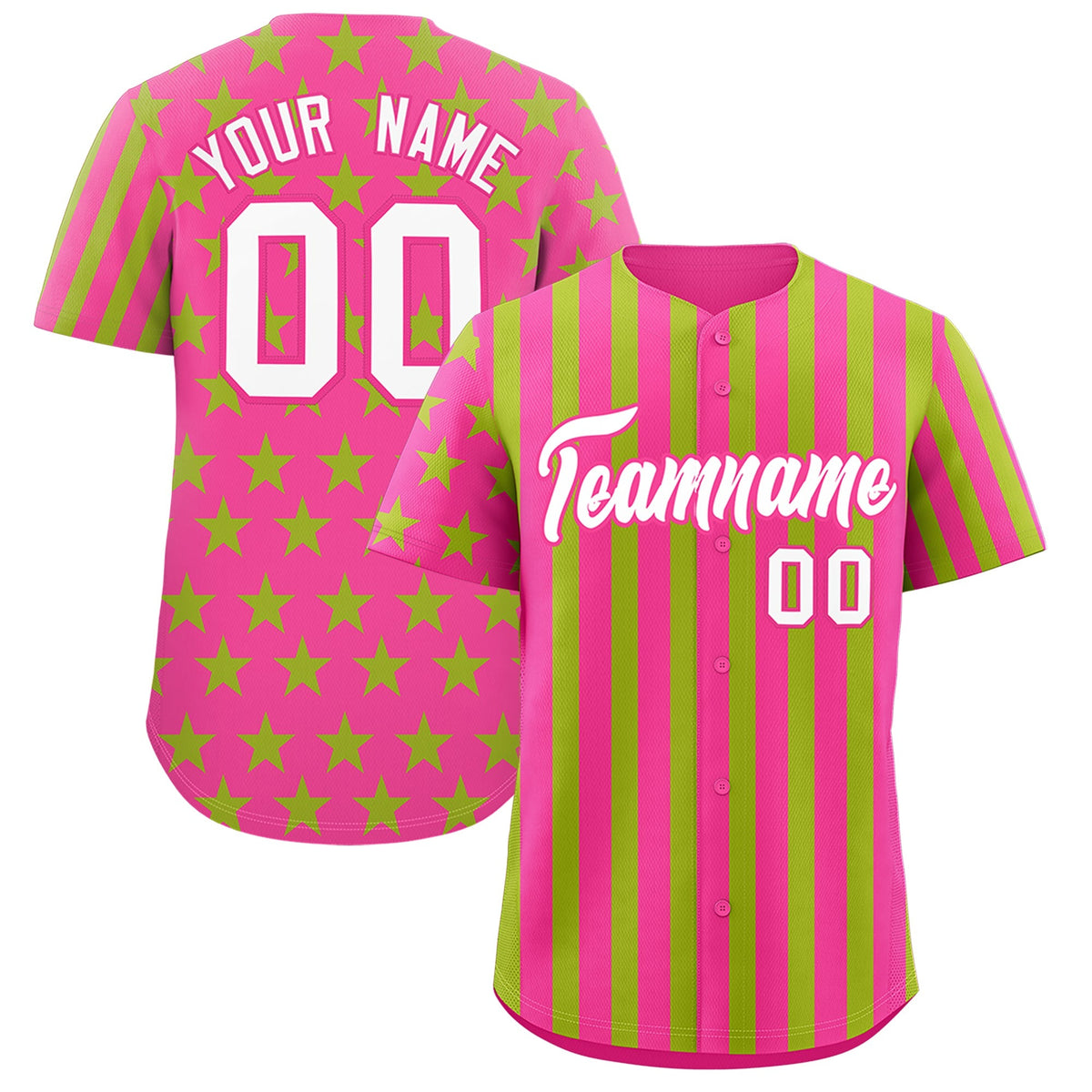 Custom Pink Neon Green American Flag Graffiti Pattern Baseball Jersey| KXKSHOP