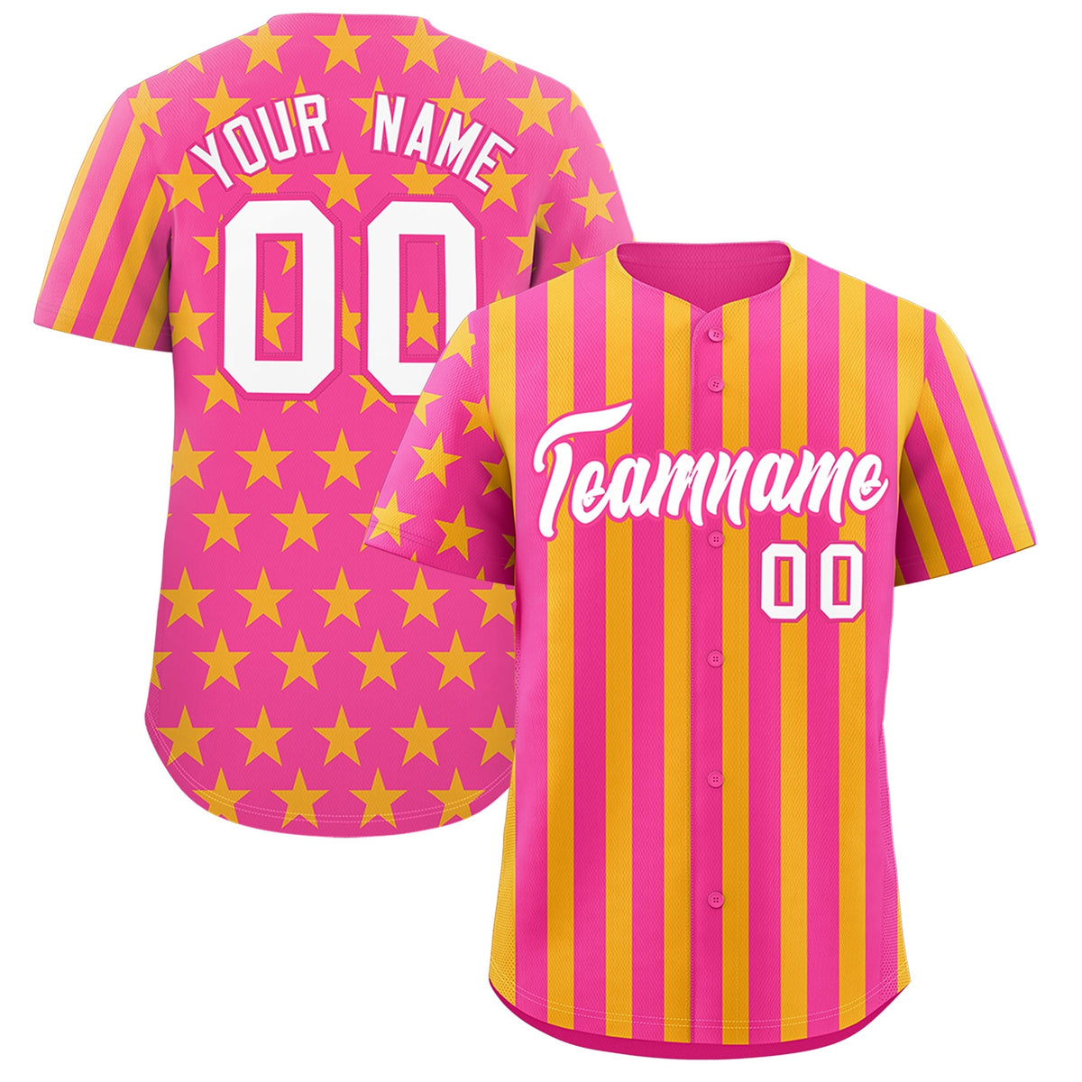 Custom Pink Gold American Flag Graffiti Pattern Baseball Jersey| KXKSHOP