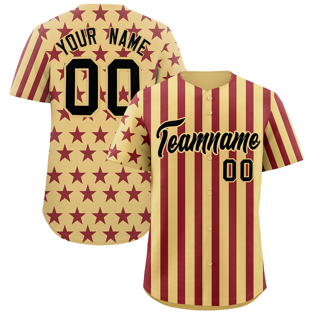 Custom Khaki Crimson American Flag Graffiti Pattern Baseball Jersey| KXKSHOP