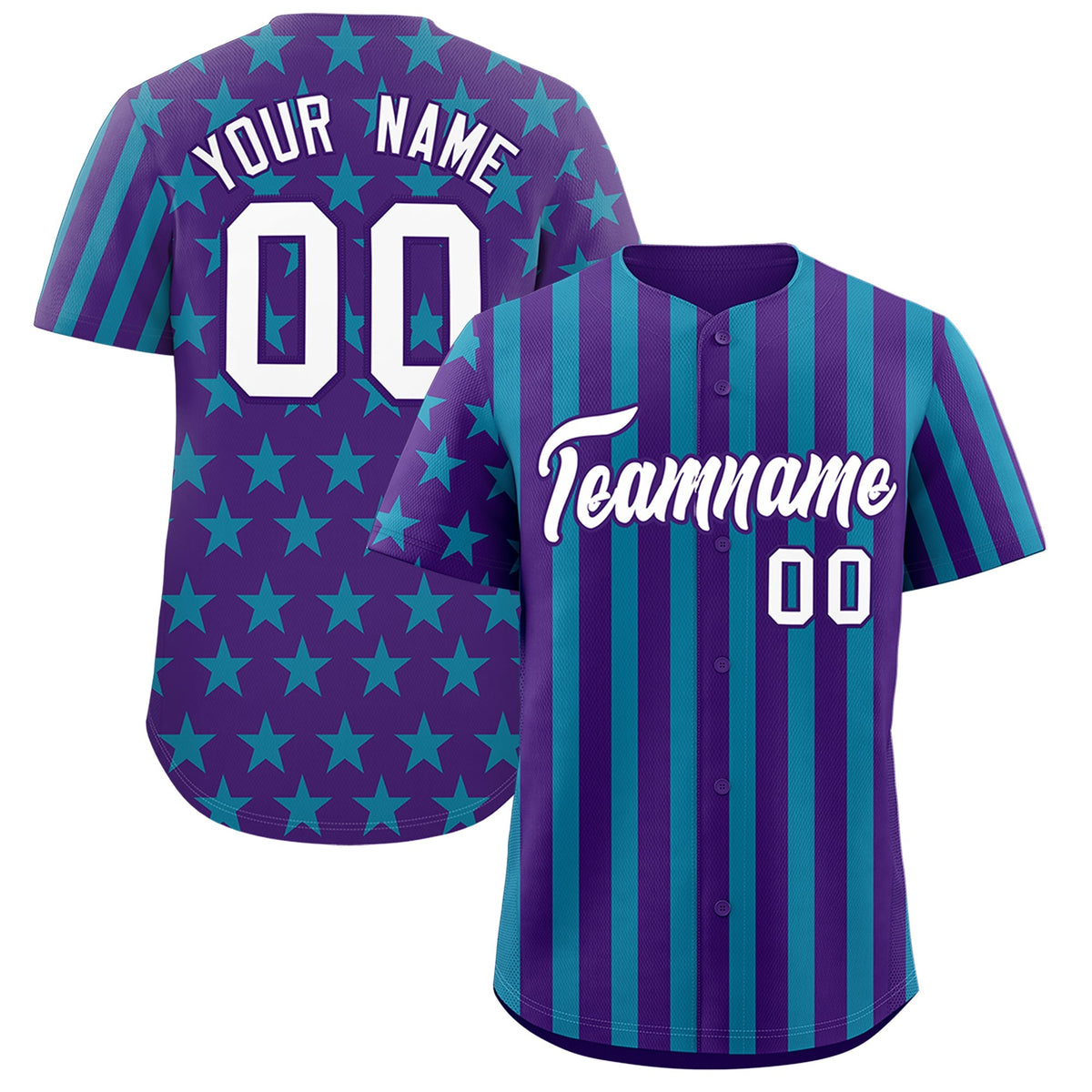 Custom Purple Teal American Flag Graffiti Pattern Baseball Jersey| KXKSHOP