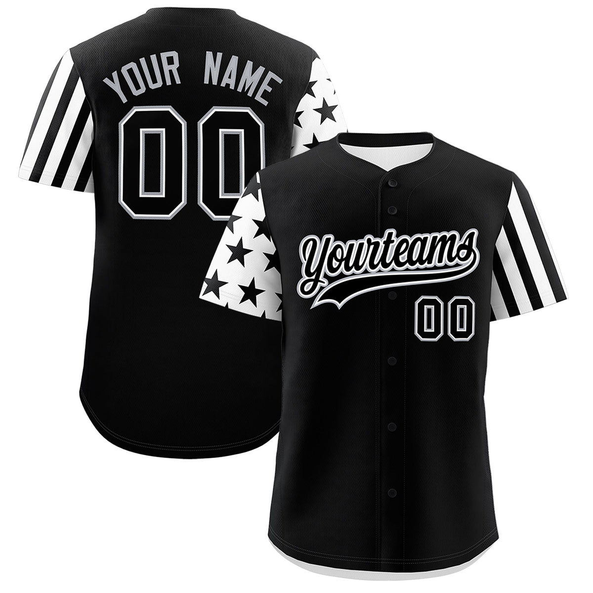 Custom Black White American Flag Raglan Sleeves Baseball Jersey| KXKSHOP
