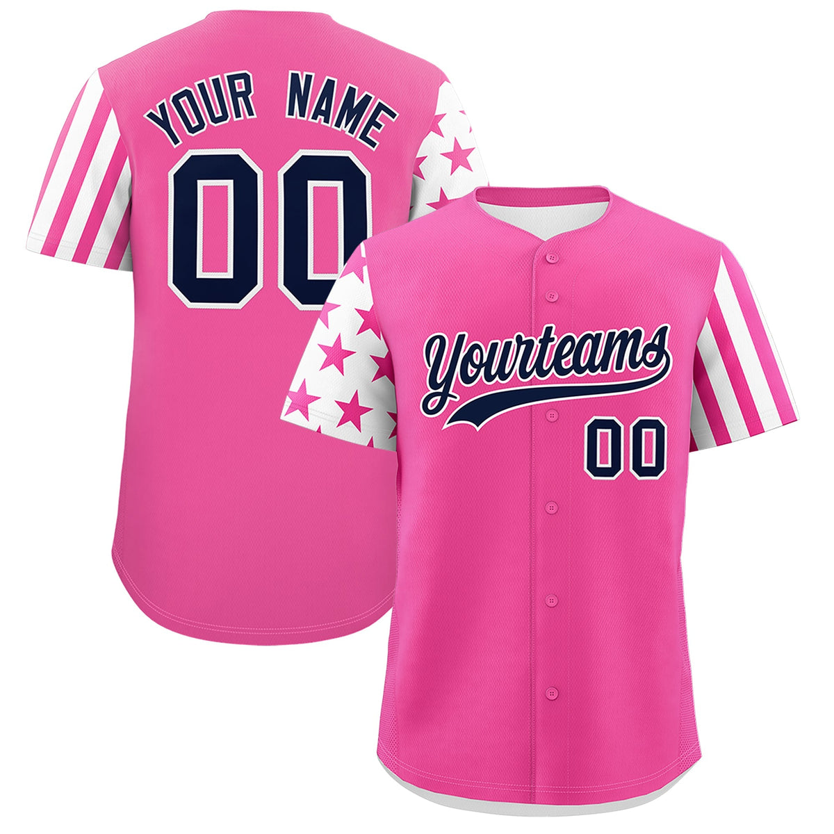 Custom Pink White American Flag Raglan Sleeves Baseball Jersey| KXKSHOP