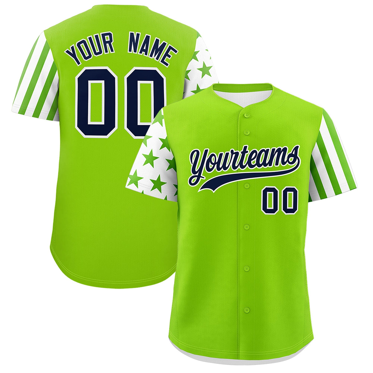Custom Neon Green White American Flag Raglan Sleeves Baseball Jersey| KXKSHOP