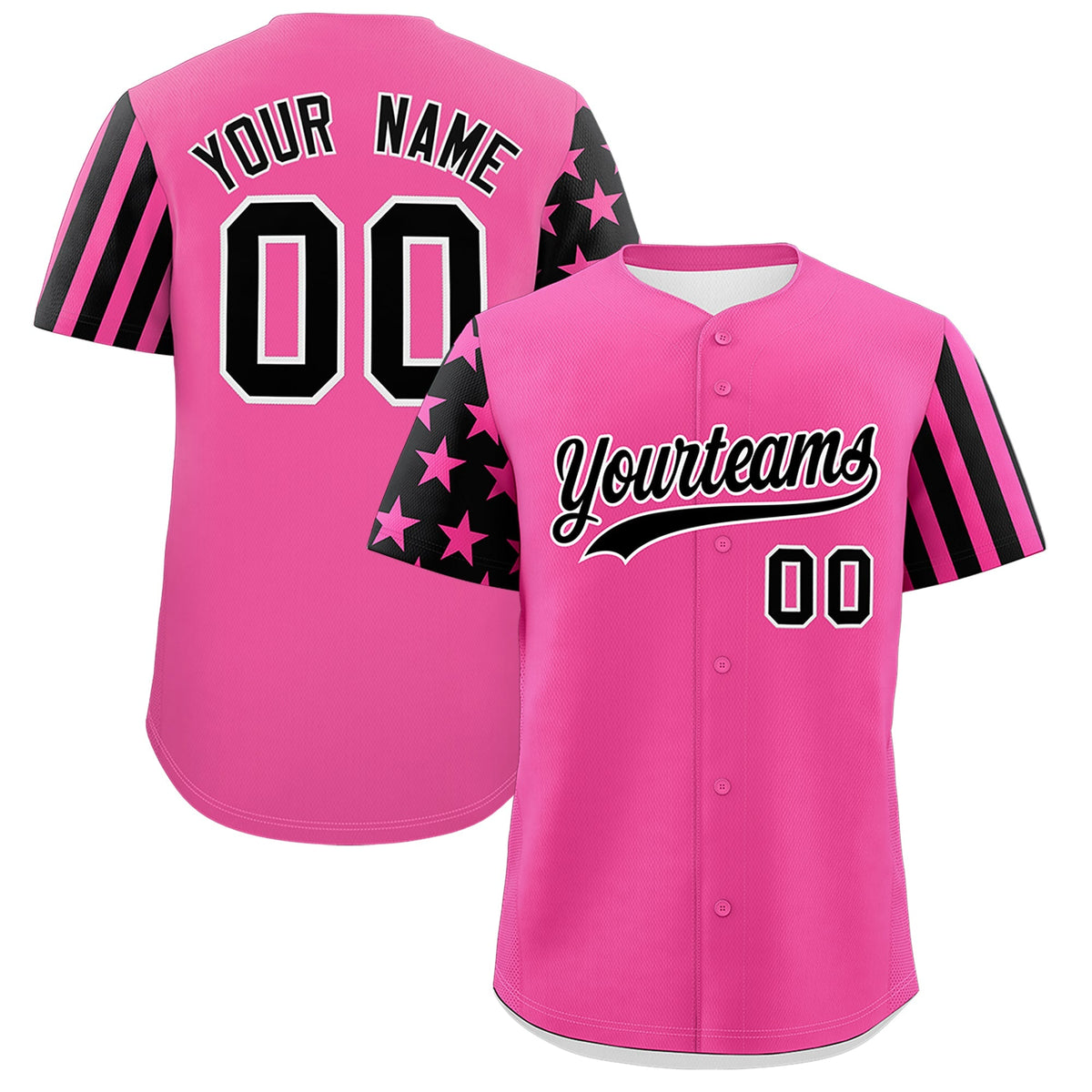 Custom Pink Black American Flag Raglan Sleeves Baseball Jersey| KXKSHOP