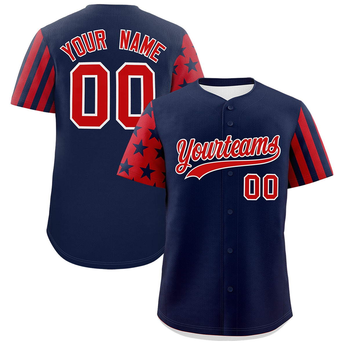 Custom Navy Red American Flag Raglan Sleeves Baseball Jersey| KXKSHOP