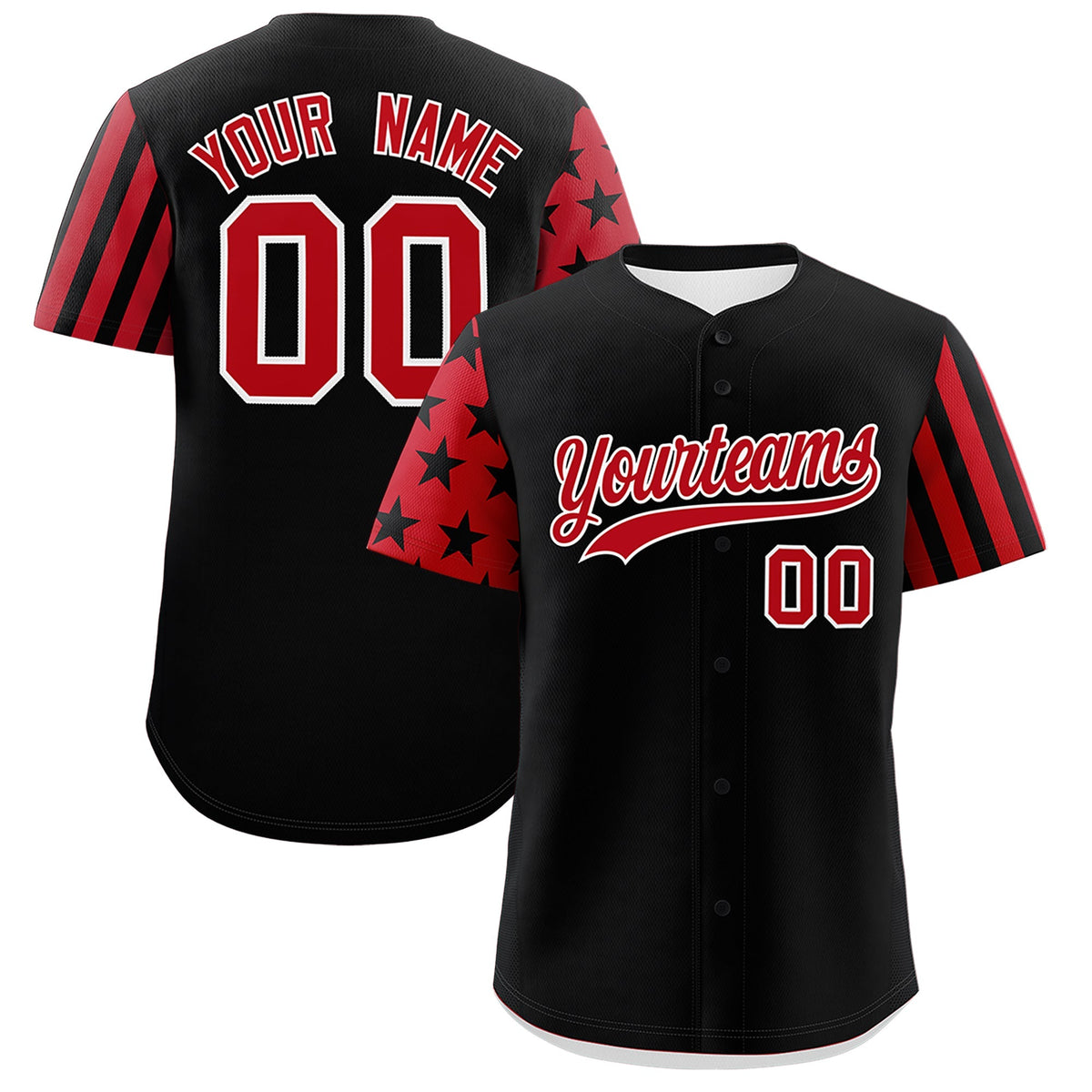 Custom Black Red American Flag Raglan Sleeves Baseball Jersey| KXKSHOP