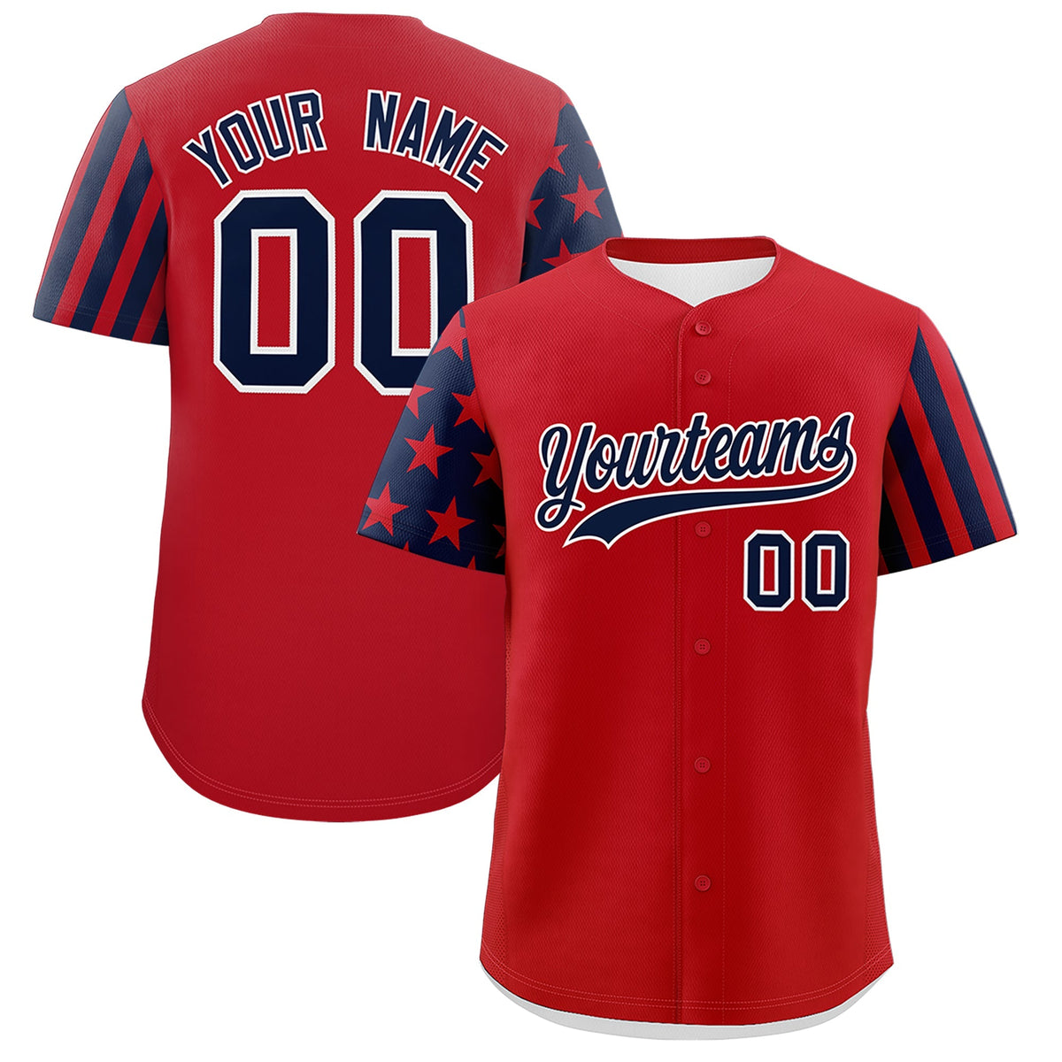 Custom Red Navy Black American Flag Raglan Sleeves Baseball Jersey| KXKSHOP