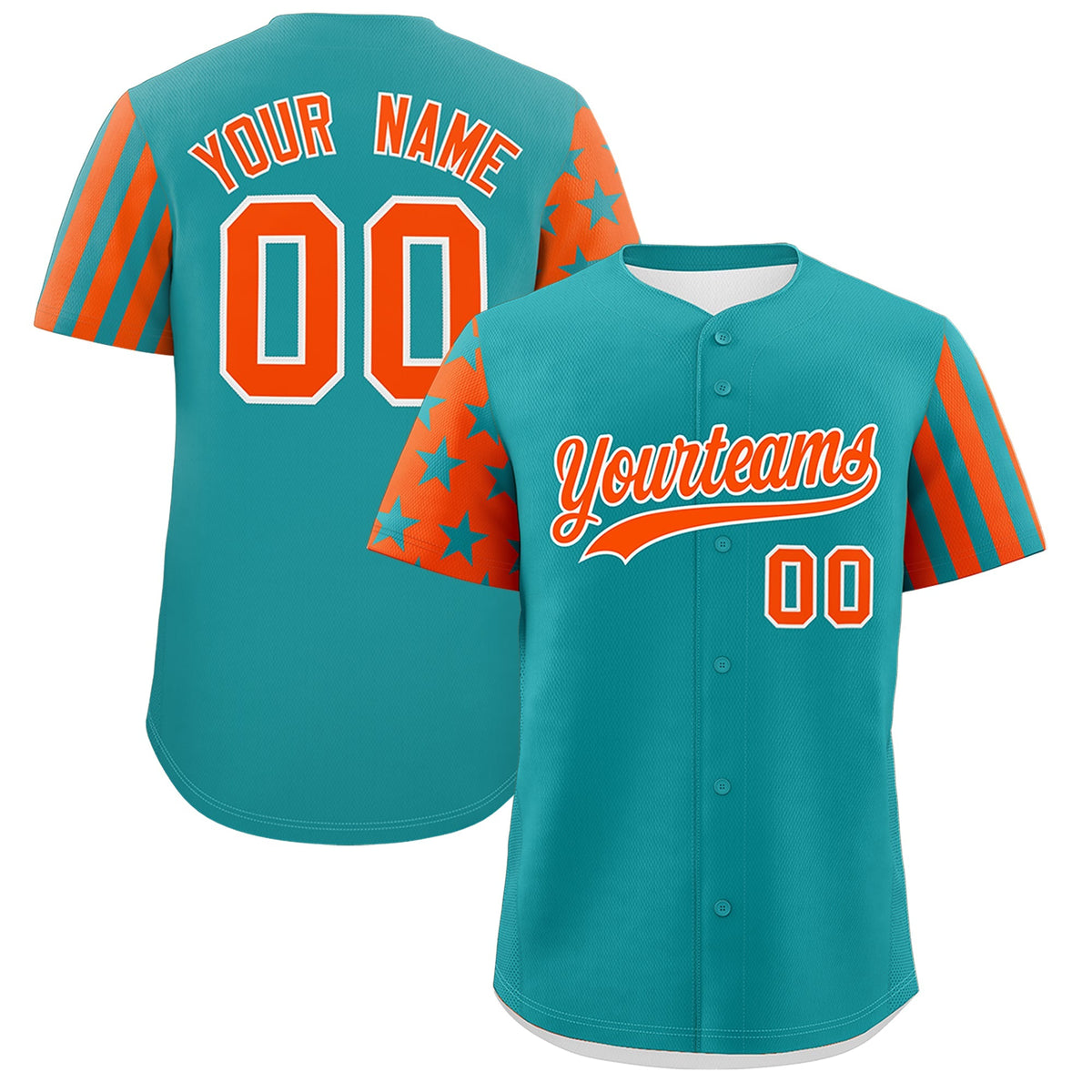 Custom Aqua Orange American Flag Raglan Sleeves Baseball Jersey| KXKSHOP