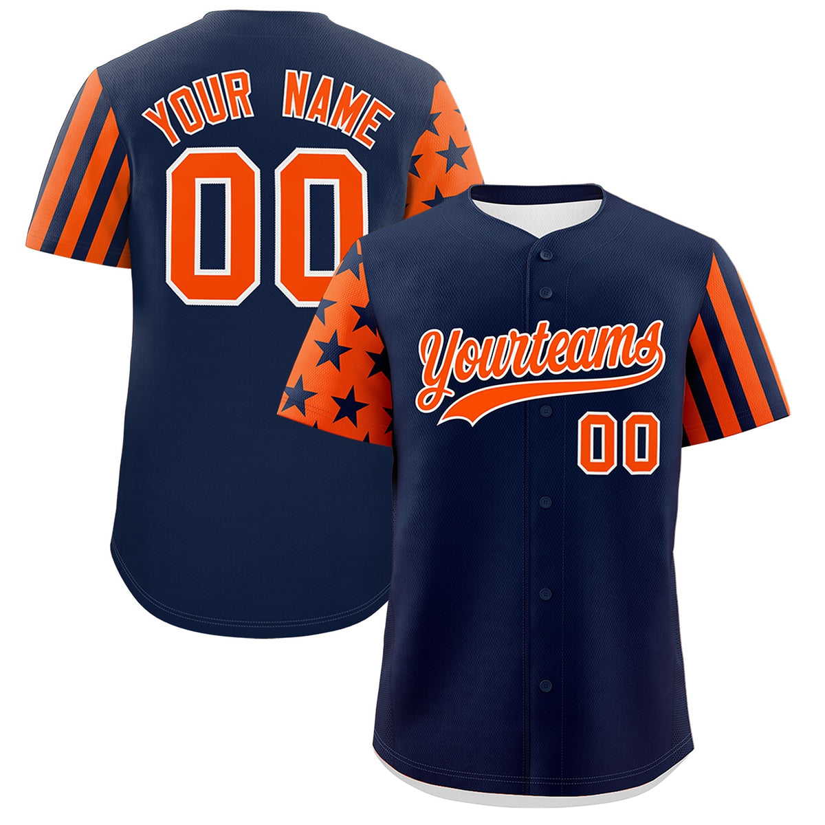 Custom Navy Orange American Flag Raglan Sleeves Baseball Jersey| KXKSHOP