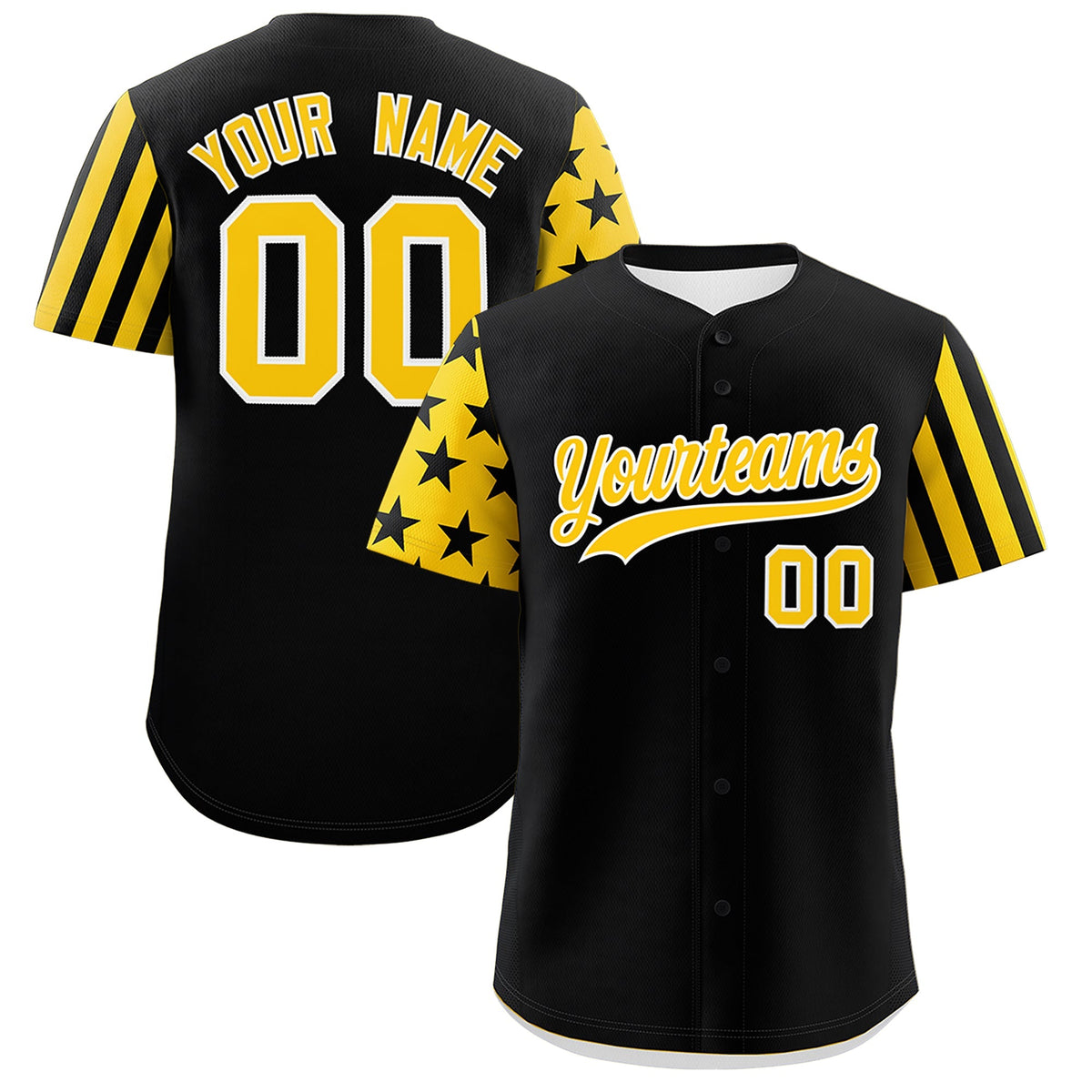 Custom Black Gold American Flag Raglan Sleeves Baseball Jersey| KXKSHOP