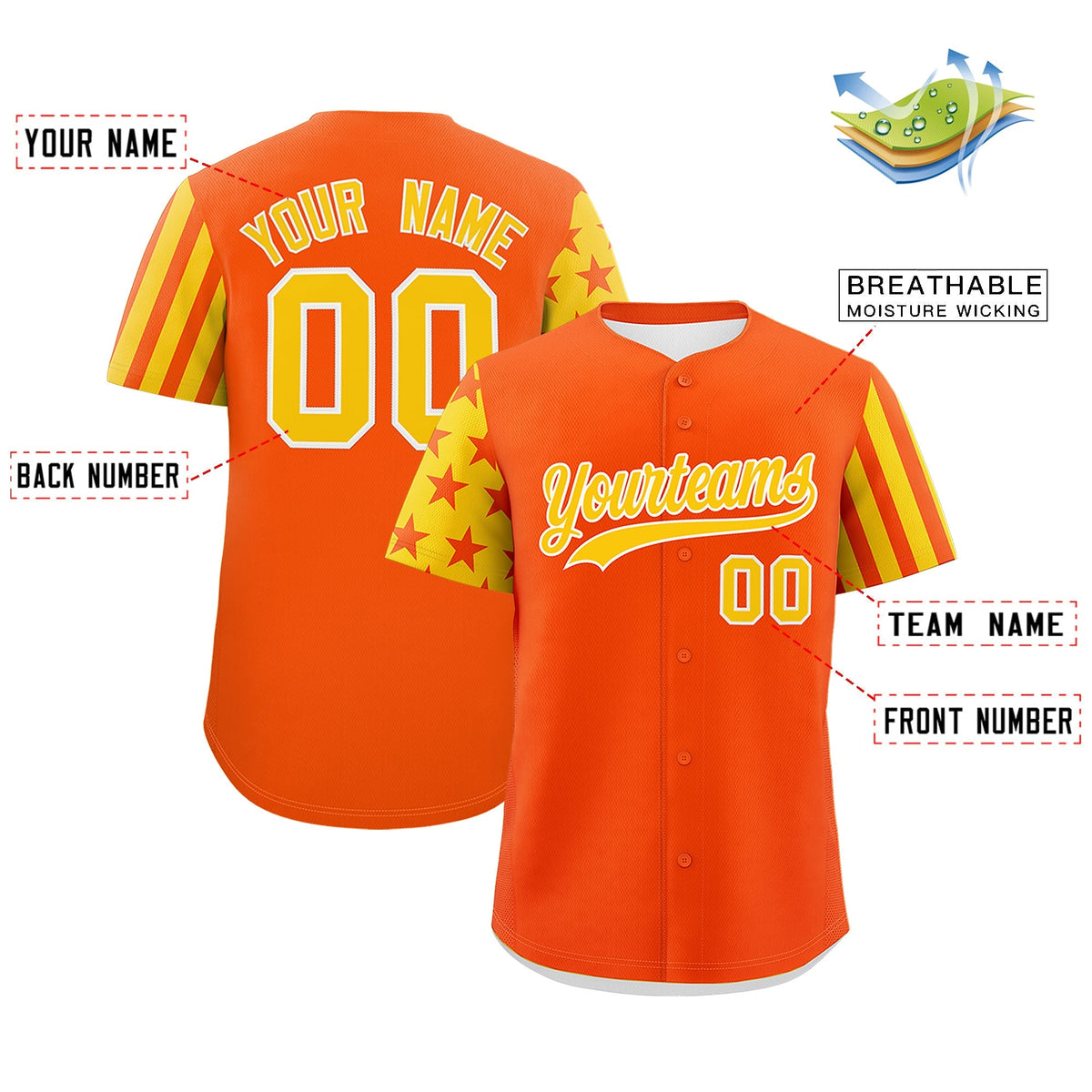 Custom Orange Gold American Flag Raglan Sleeves Baseball Jersey| KXKSHOP