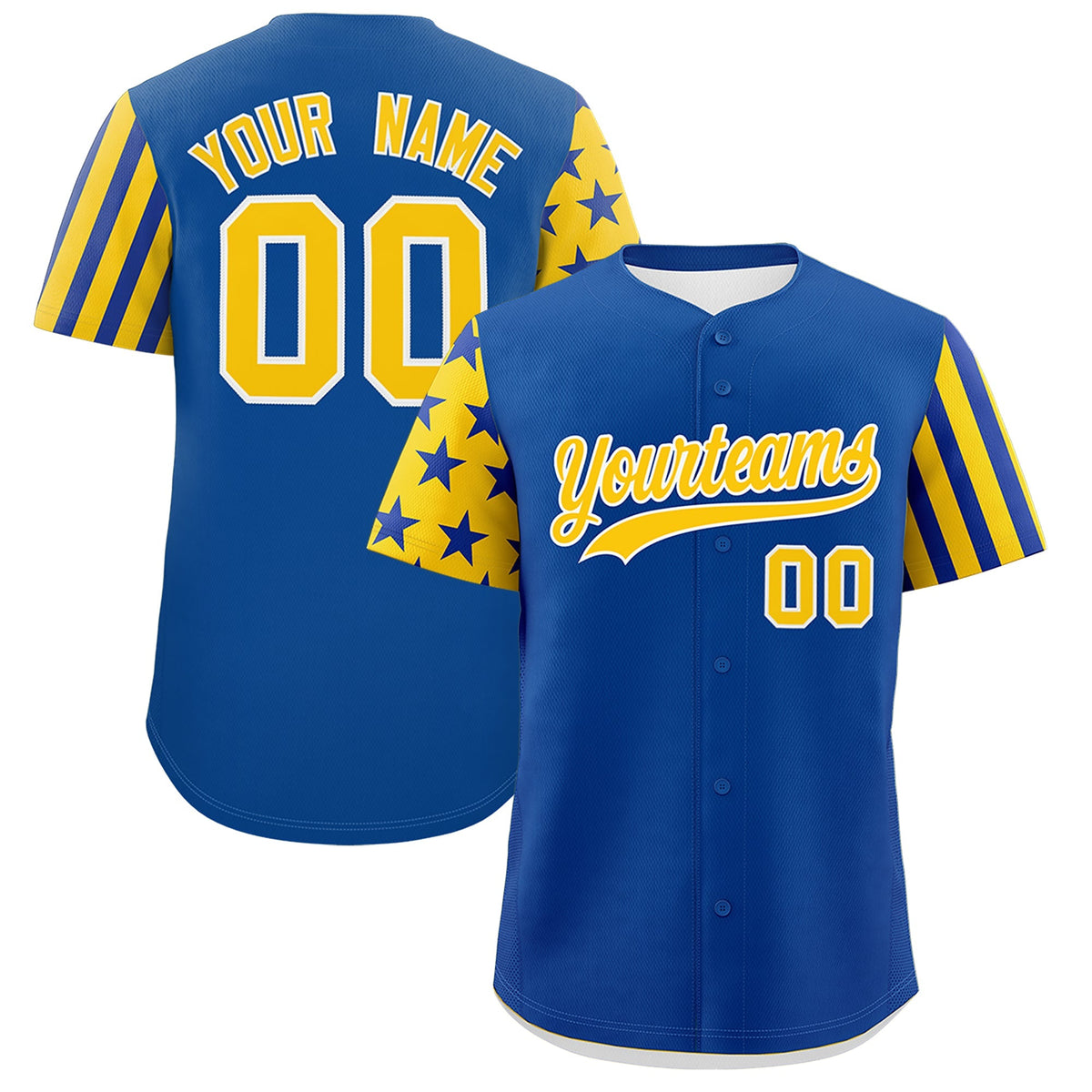 Custom Royal Blue Gold American Flag Raglan Sleeves Baseball Jersey| KXKSHOP
