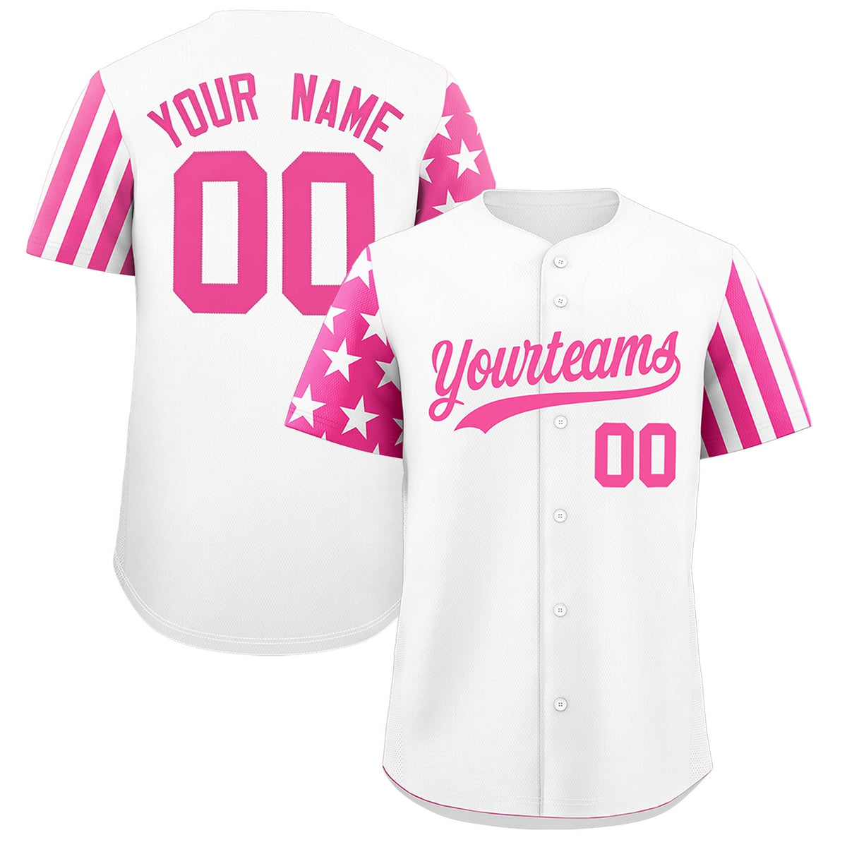 Custom White Pink American Flag Raglan Sleeves Baseball Jersey| KXKSHOP