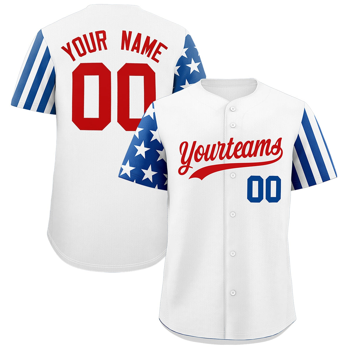 Custom White Royal Blue Red American Flag Raglan Sleeves Baseball Jersey| KXKSHOP