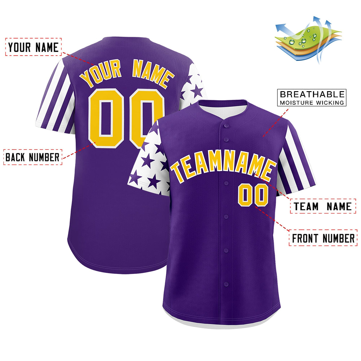 Custom Purple White American Flag Raglan Sleeves Baseball Jersey| KXKSHOP
