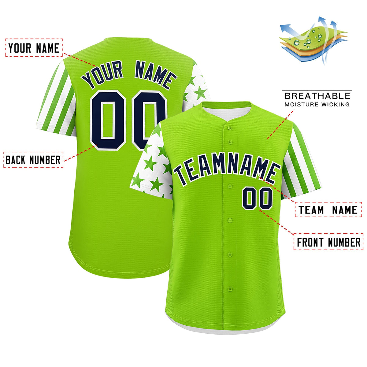 Custom Neon Green White American Flag Raglan Sleeves Baseball Jersey| KXKSHOP