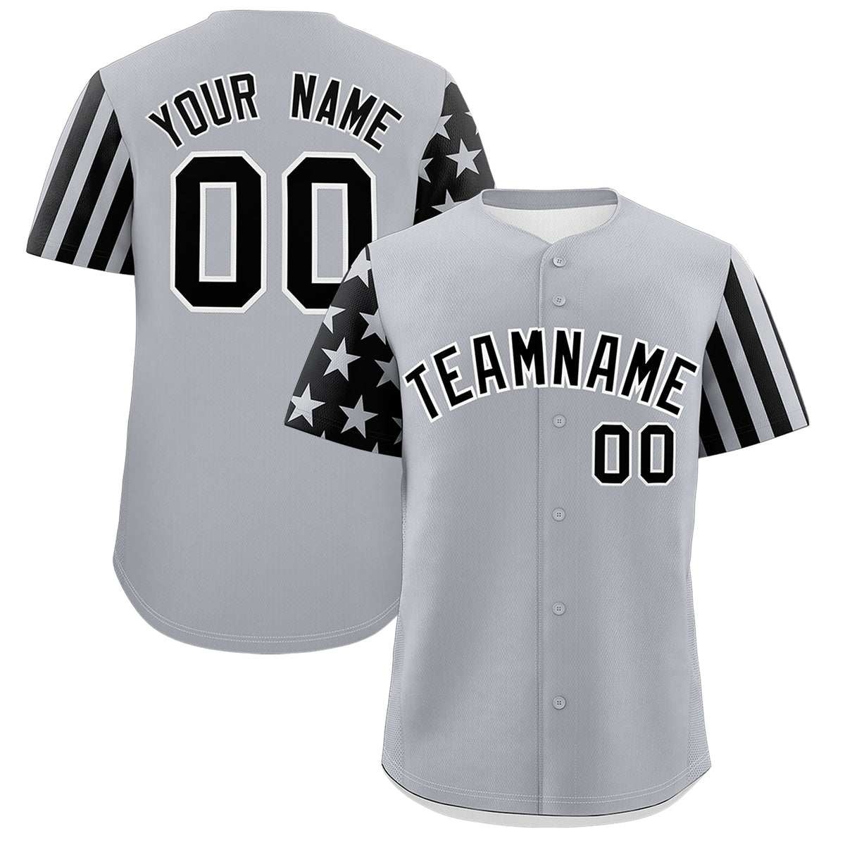 Custom Gray Black American Flag Raglan Sleeves Baseball Jersey| KXKSHOP