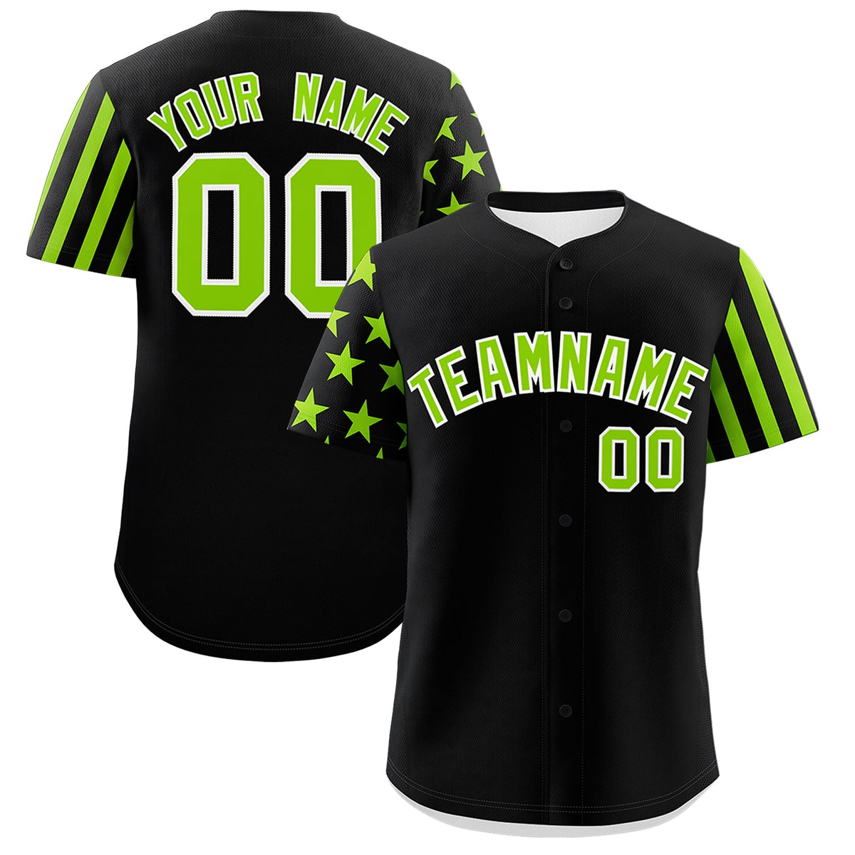 Custom Black Neon Green American Flag Raglan Sleeves Baseball Jersey| KXKSHOP