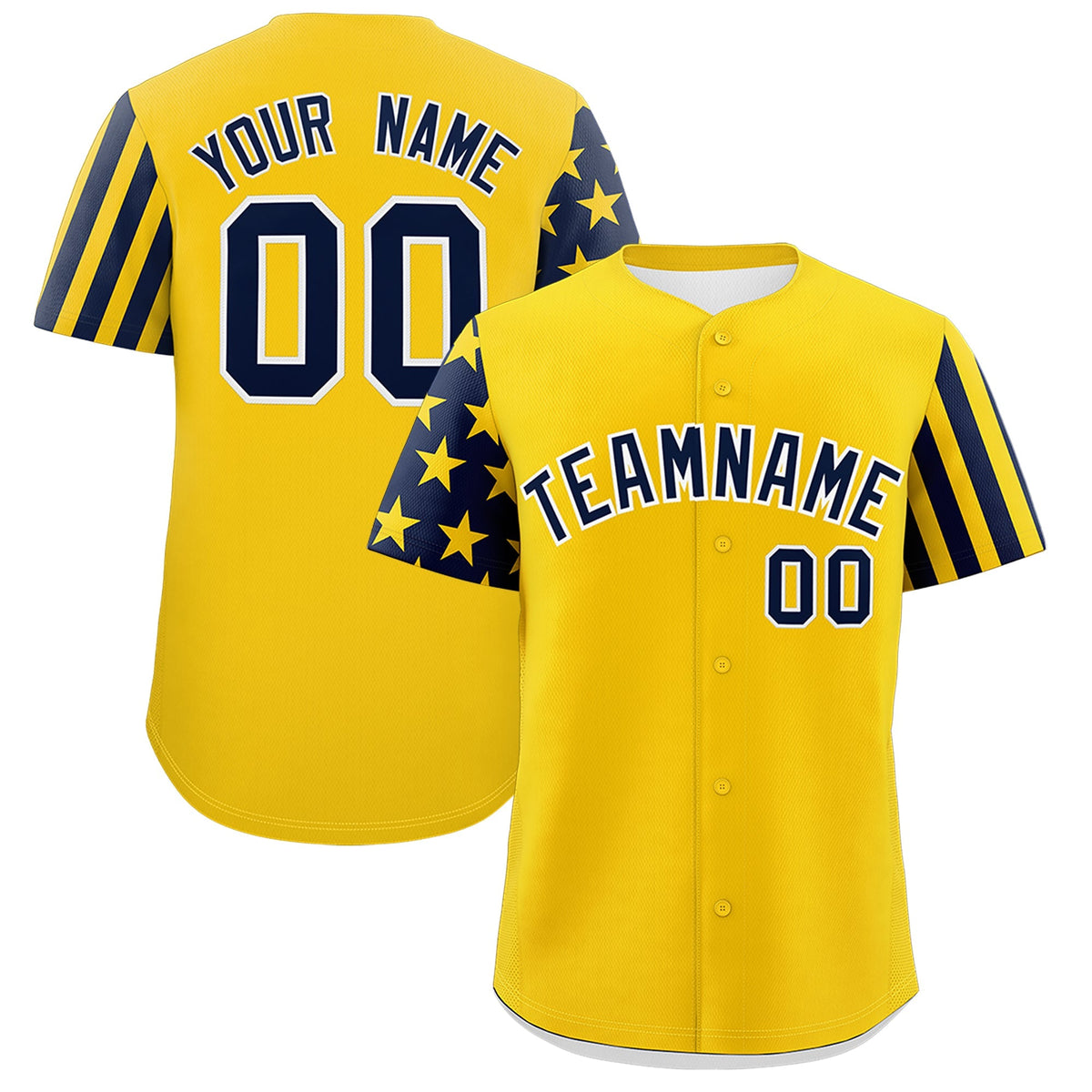 Custom Gold Navy Blacl American Flag Raglan Sleeves Baseball Jersey| KXKSHOP