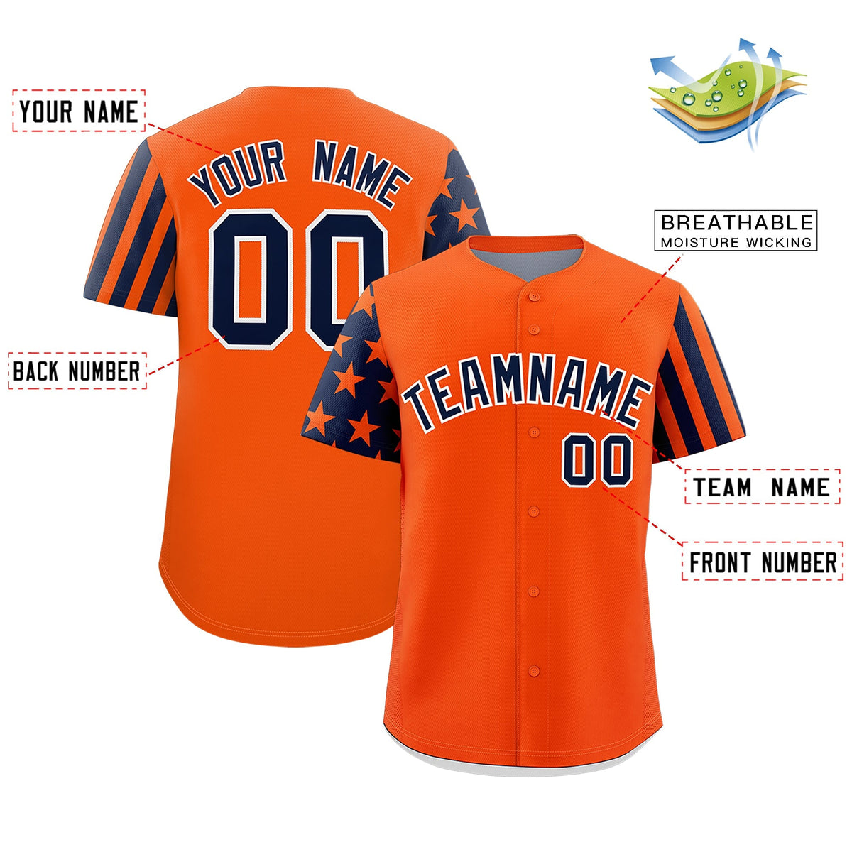 Custom Orange Navy Black American Flag Raglan Sleeves Baseball Jersey| KXKSHOP