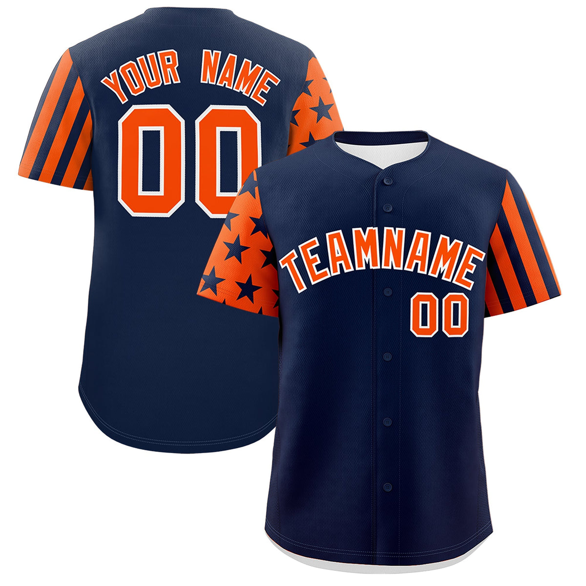 Custom Navy Orange American Flag Raglan Sleeves Baseball Jersey| KXKSHOP