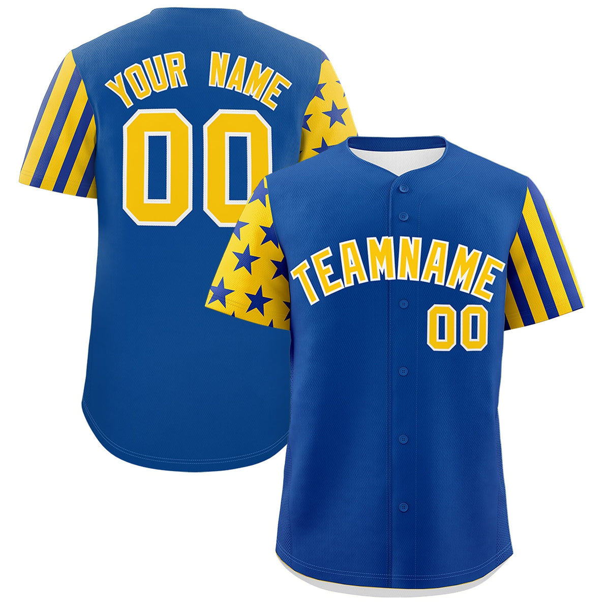 Custom Royal Blue Gold American Flag Raglan Sleeves Baseball Jersey| KXKSHOP