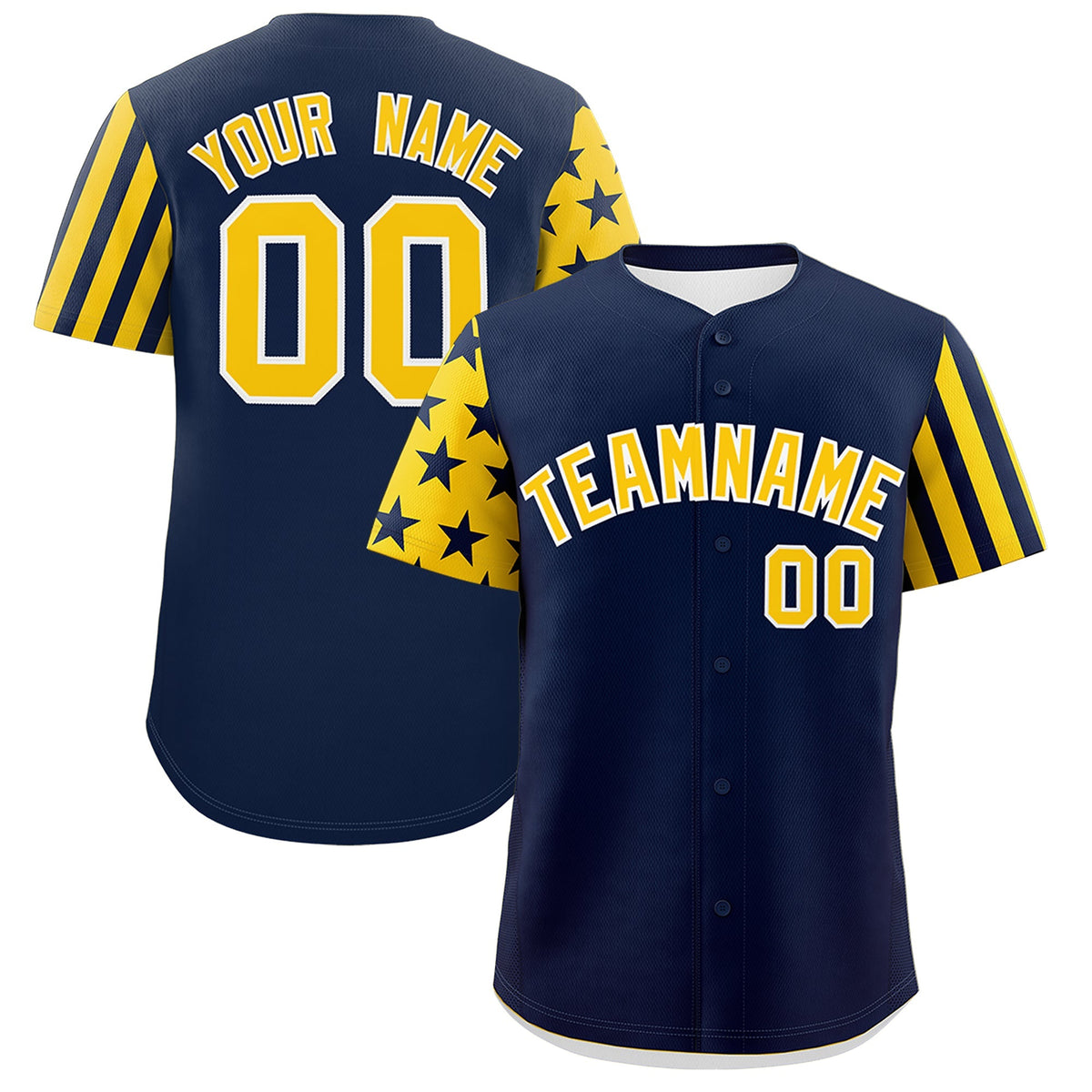 Custom Navy Gold American Flag Raglan Sleeves Baseball Jersey| KXKSHOP