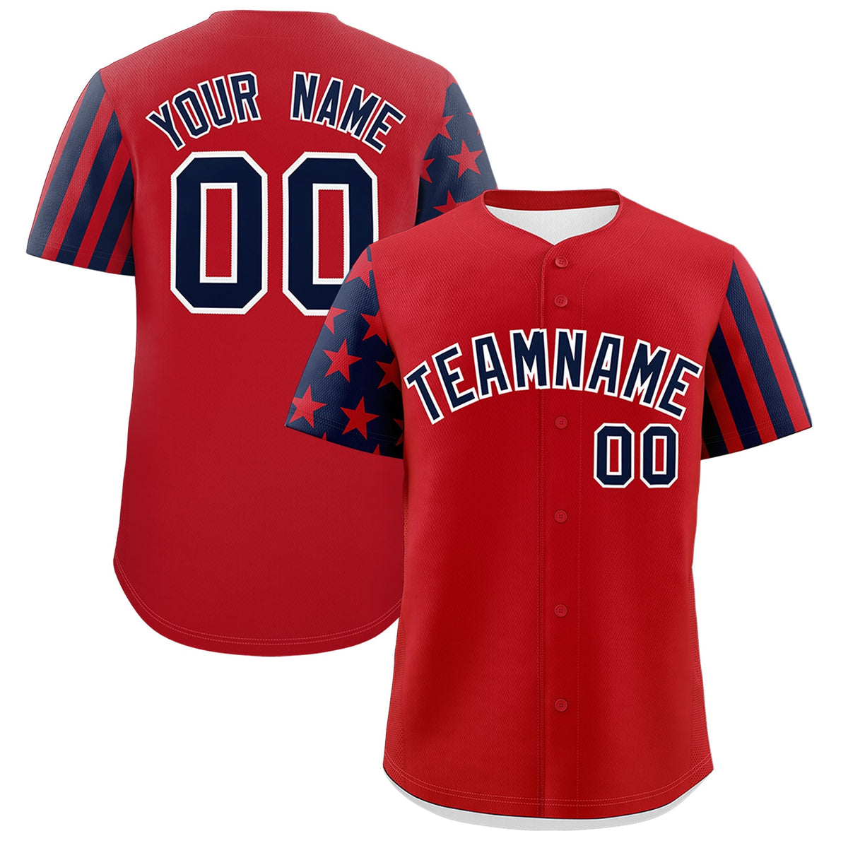 Custom Red Navy American Flag Raglan Sleeves Baseball Jersey| KXKSHOP
