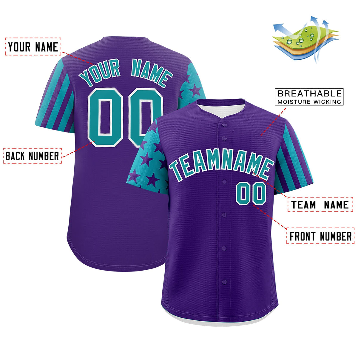 Custom Purple Teal American Flag Raglan Sleeves Baseball Jersey| KXKSHOP