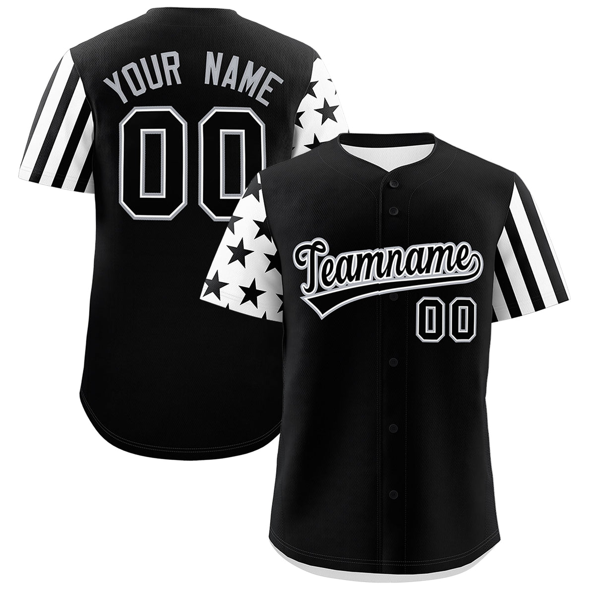 Custom Black White American Flag Raglan Sleeves Baseball Jersey| KXKSHOP