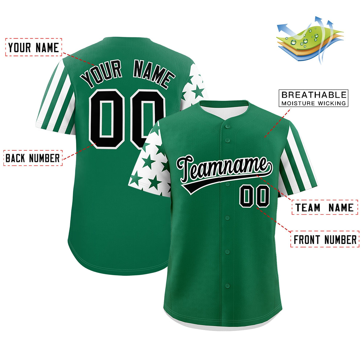 Custom Kelly Green White American Flag Raglan Sleeves Baseball Jersey| KXKSHOP