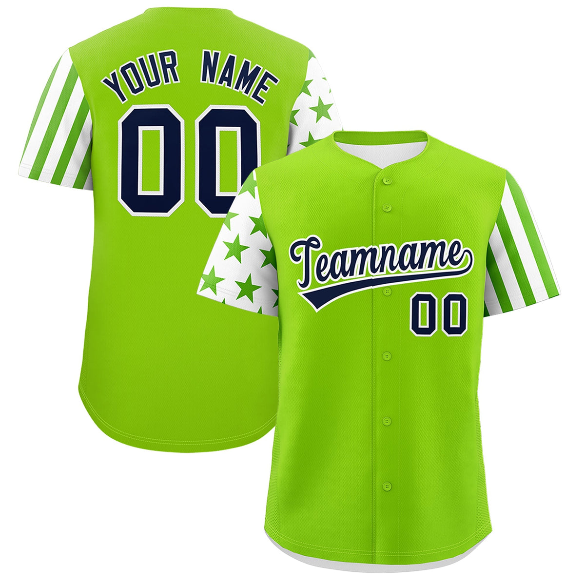 Custom Neon Green White American Flag Raglan Sleeves Baseball Jersey| KXKSHOP