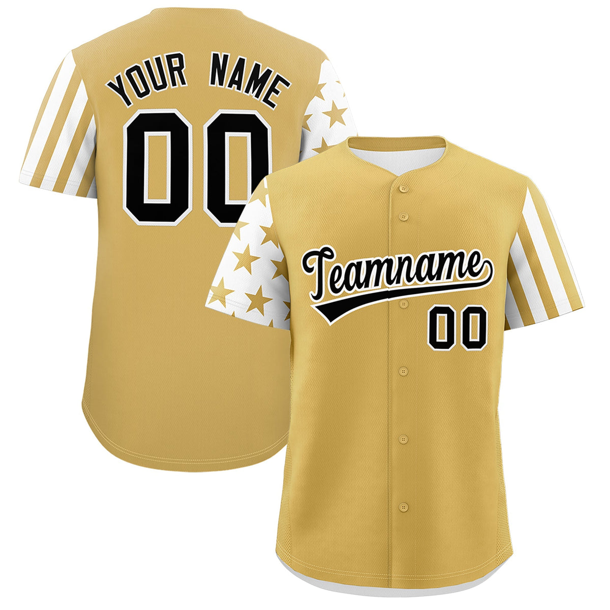 Custom Old Gold White American Flag Raglan Sleeves Baseball Jersey| KXKSHOP