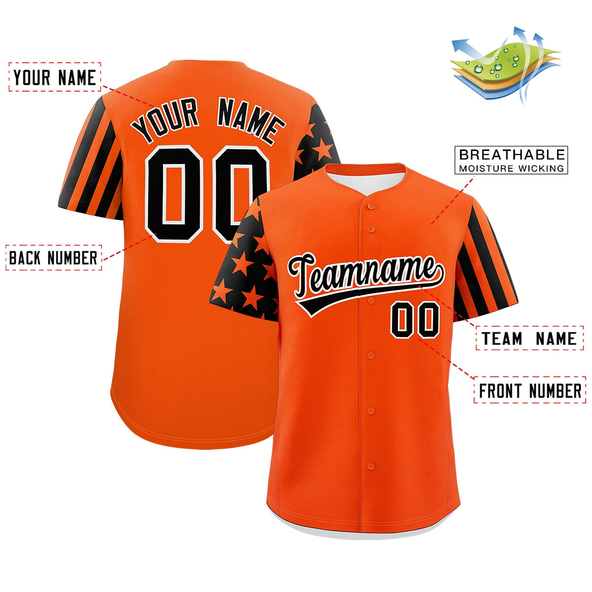 Custom Orange Black American Flag Raglan Sleeves Baseball Jersey| KXKSHOP