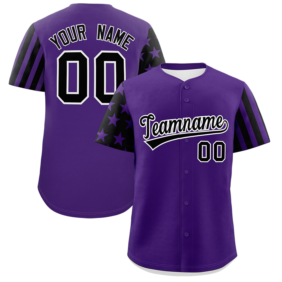 Custom Purple Black American Flag Raglan Sleeves Baseball Jersey| KXKSHOP