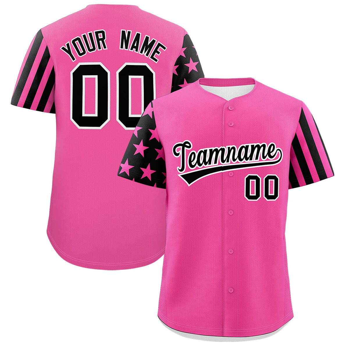 Custom Pink Black American Flag Raglan Sleeves Baseball Jersey| KXKSHOP