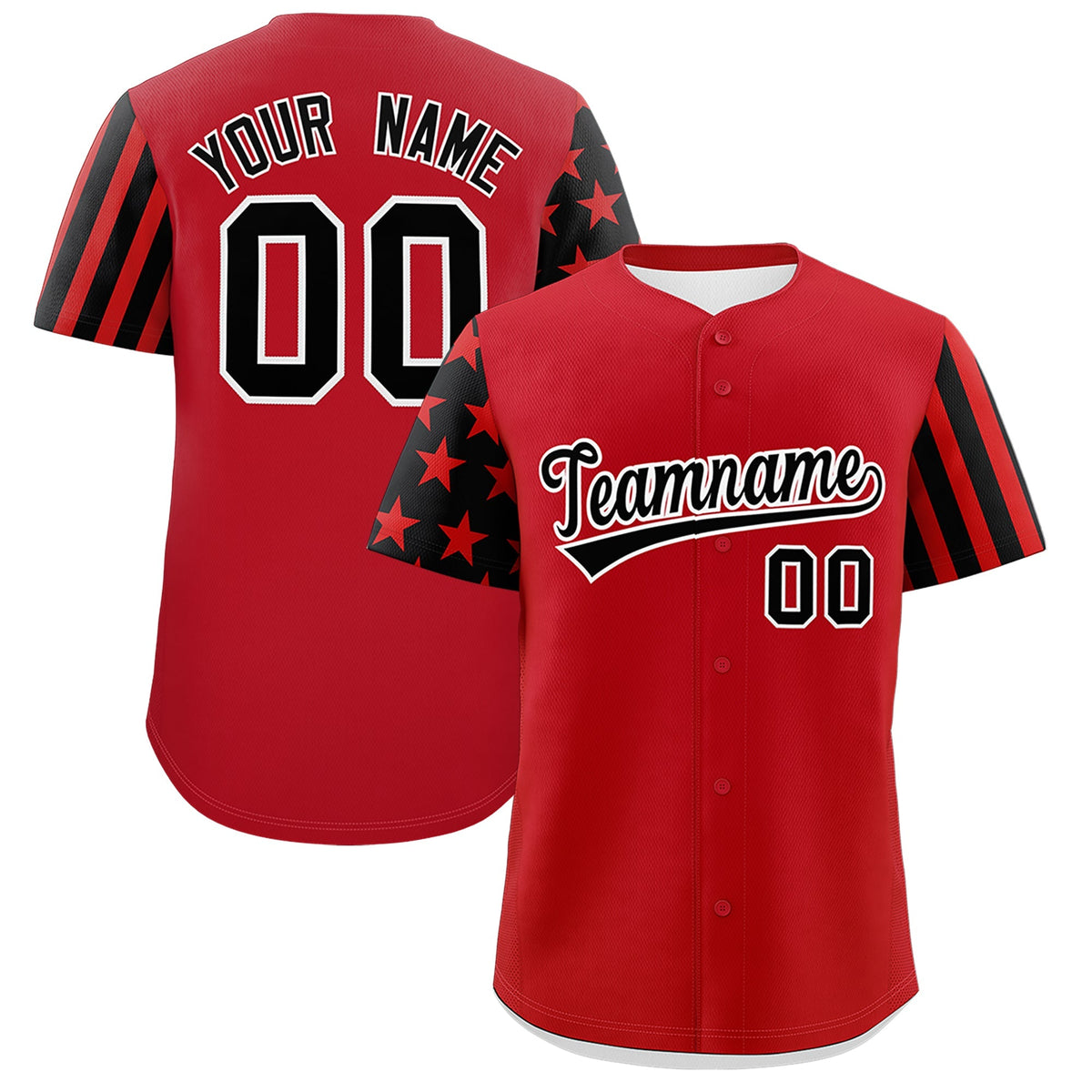 Custom Red Black American Flag Raglan Sleeves Baseball Jersey| KXKSHOP