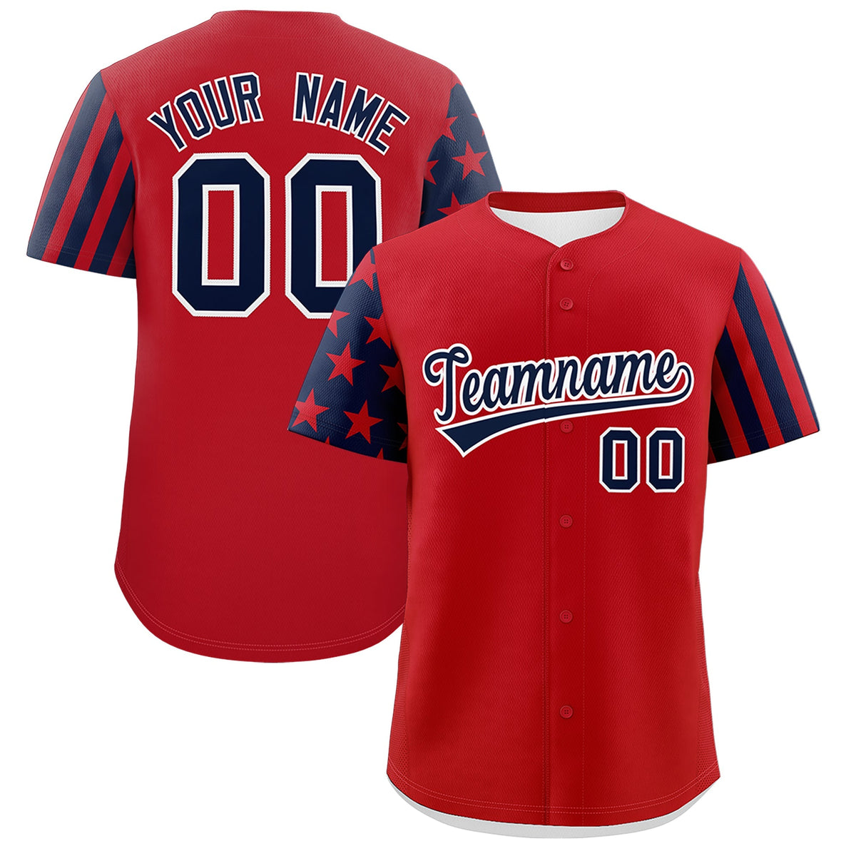 Custom Red Navy Black American Flag Raglan Sleeves Baseball Jersey| KXKSHOP
