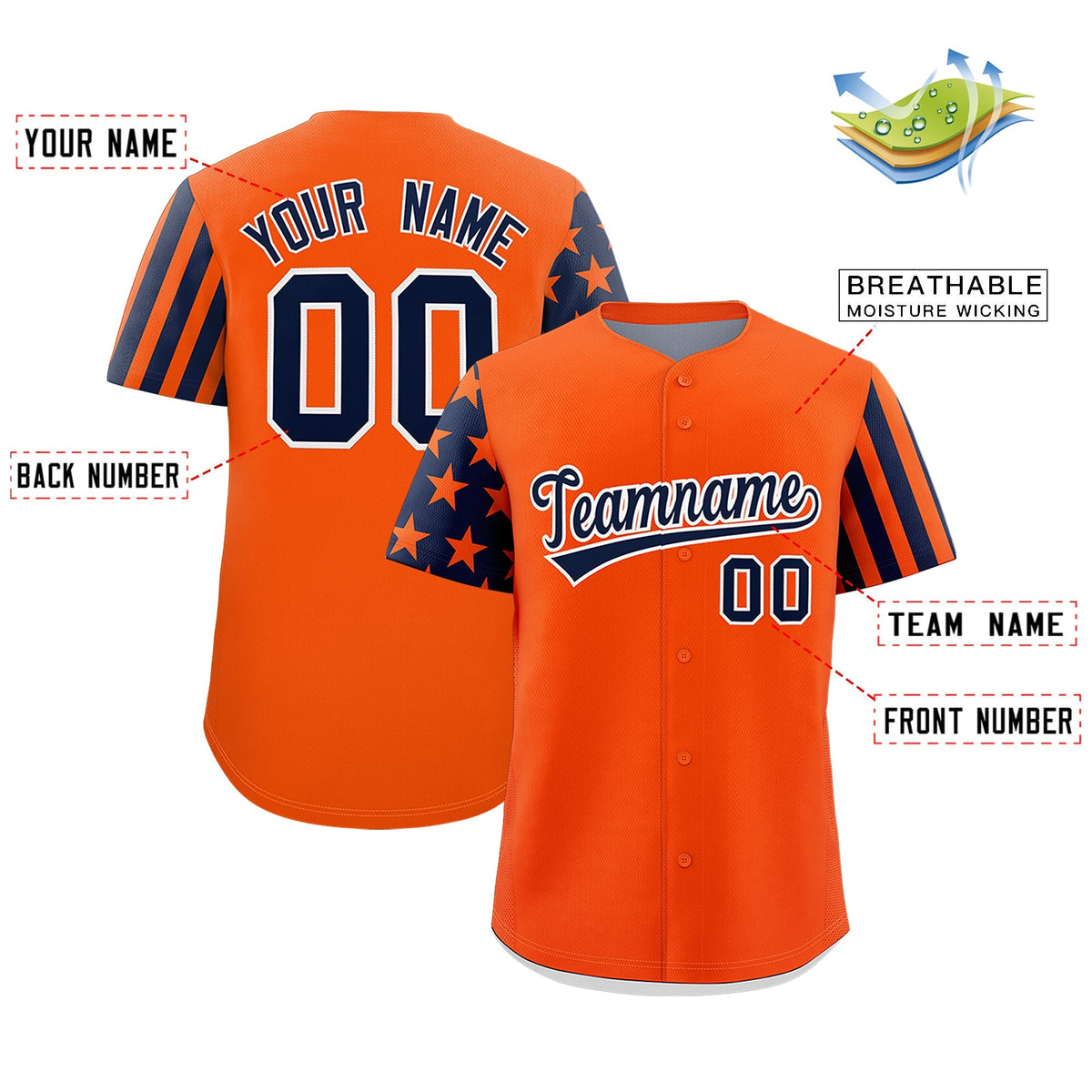 Custom Orange Navy Black American Flag Raglan Sleeves Baseball Jersey| KXKSHOP