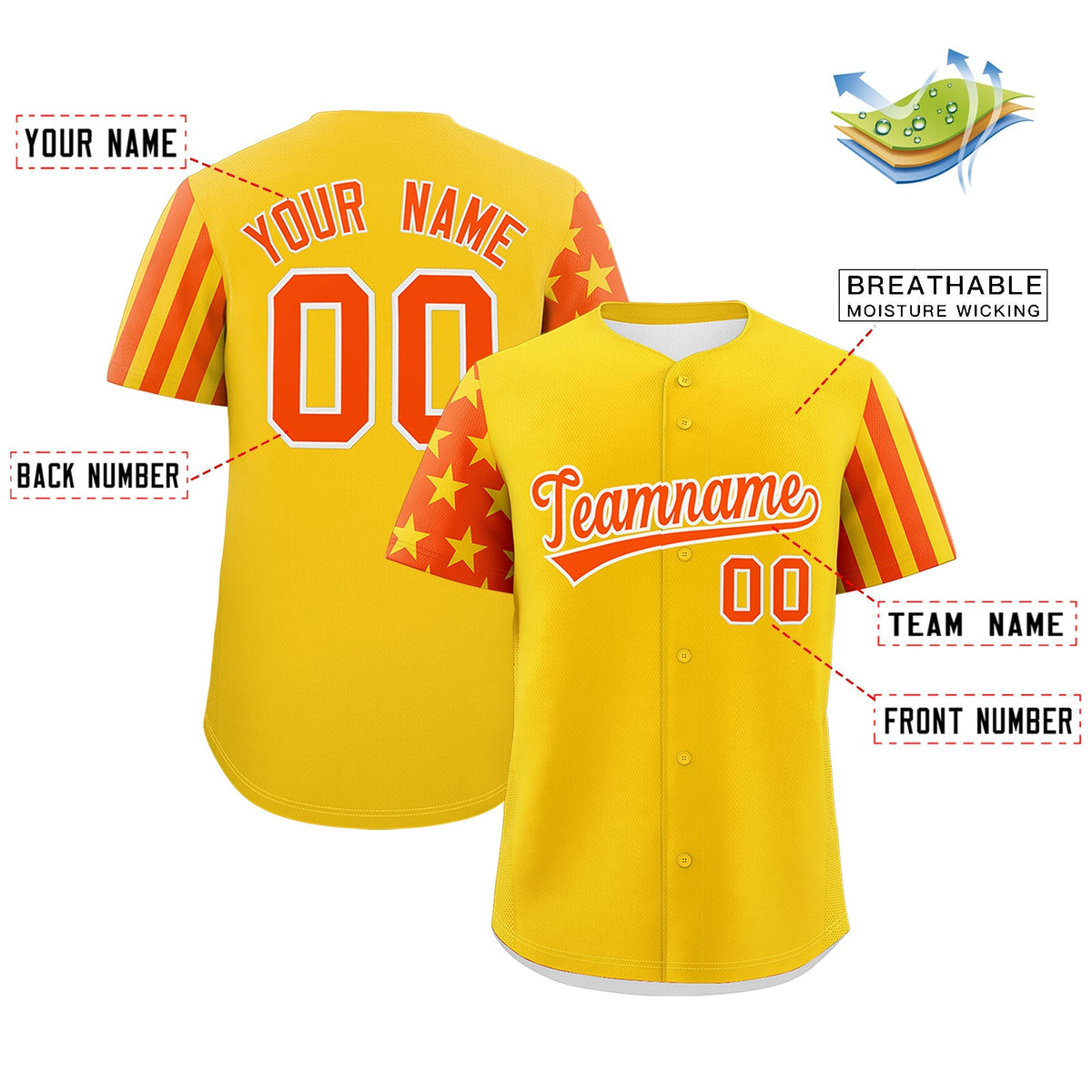 Custom Gold Orange American Flag Raglan Sleeves Baseball Jersey| KXKSHOP