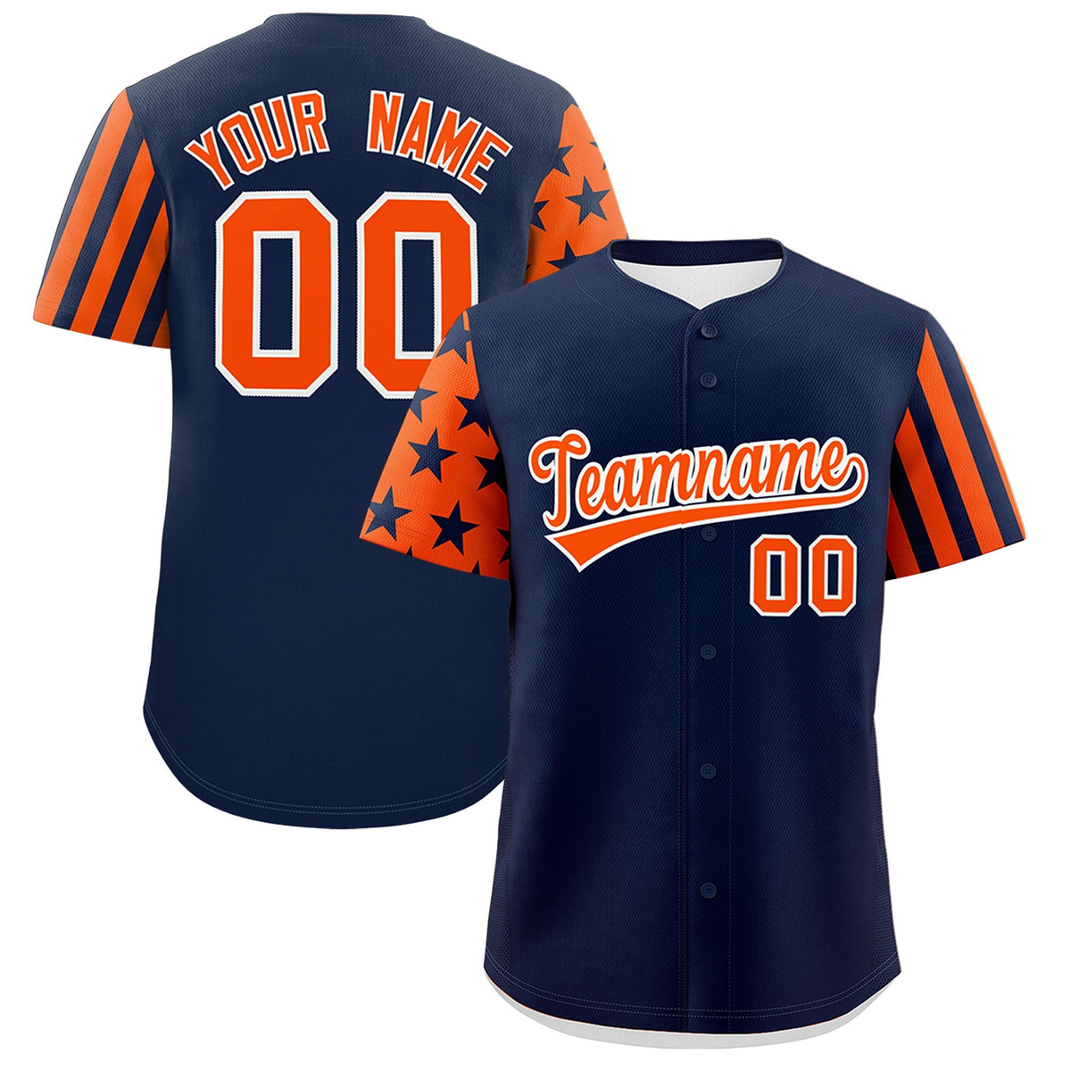 Custom Navy Orange American Flag Raglan Sleeves Baseball Jersey| KXKSHOP