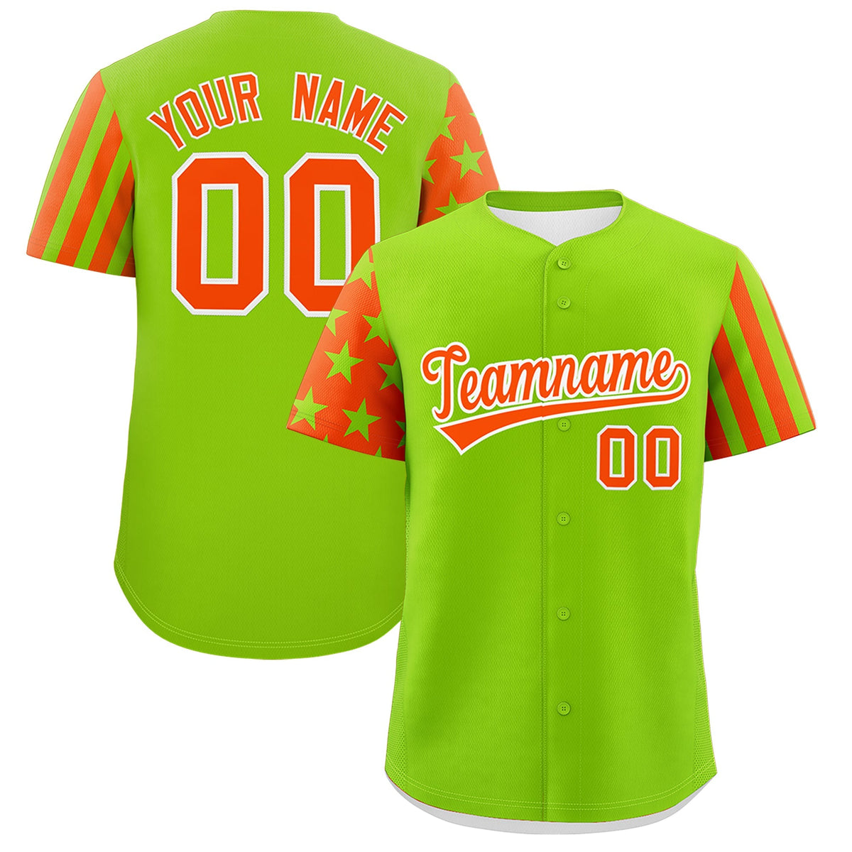 Custom Neon Green Orange American Flag Raglan Sleeves Baseball Jersey| KXKSHOP