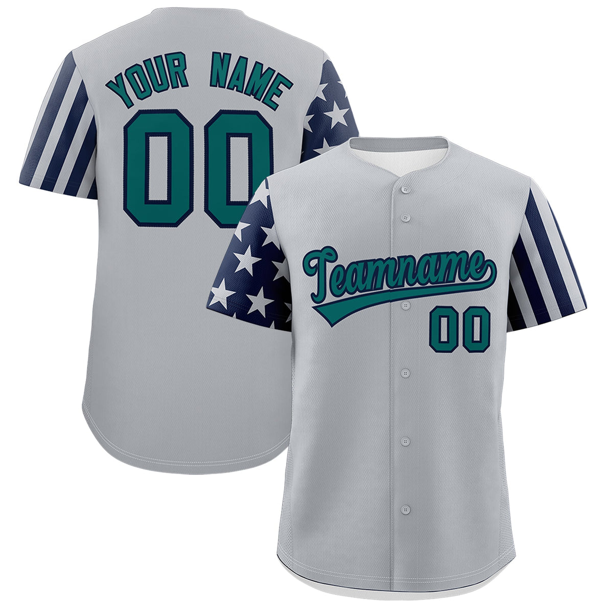 Custom Gray Navy American Flag Raglan Sleeves Baseball Jersey| KXKSHOP