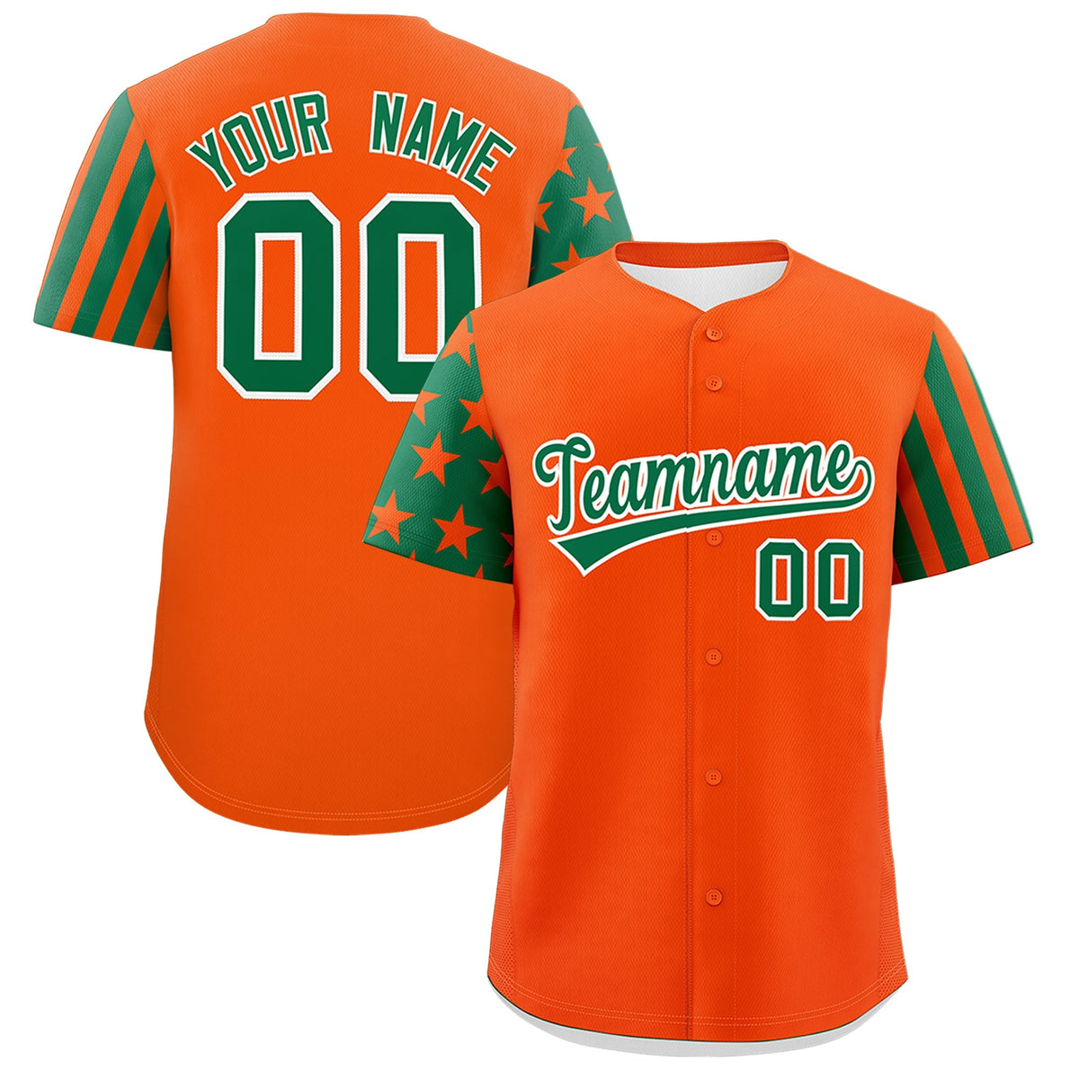 Custom Orange Kelly Green American Flag Raglan Sleeves Baseball Jersey| KXKSHOP